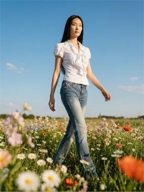 Paisley Sky Women's Faded Blue Straight-Leg Jeans